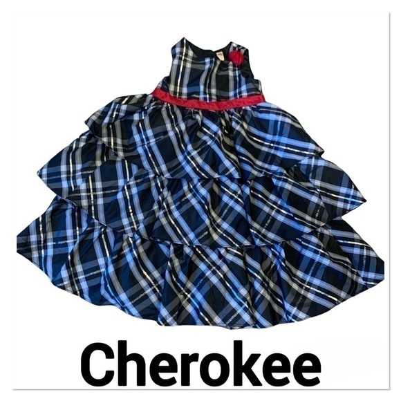 CHEROKEE Black & White Plaid Ruffled Sleeveless Fancy Dress size 5T - Picture 1 of 6